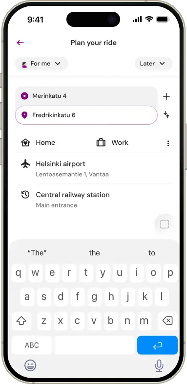 Photo of phone with an Naistaxi app